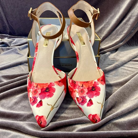 Louise et Cis Floral Heels w/Adjustable Strap - Picture 1 of 2
